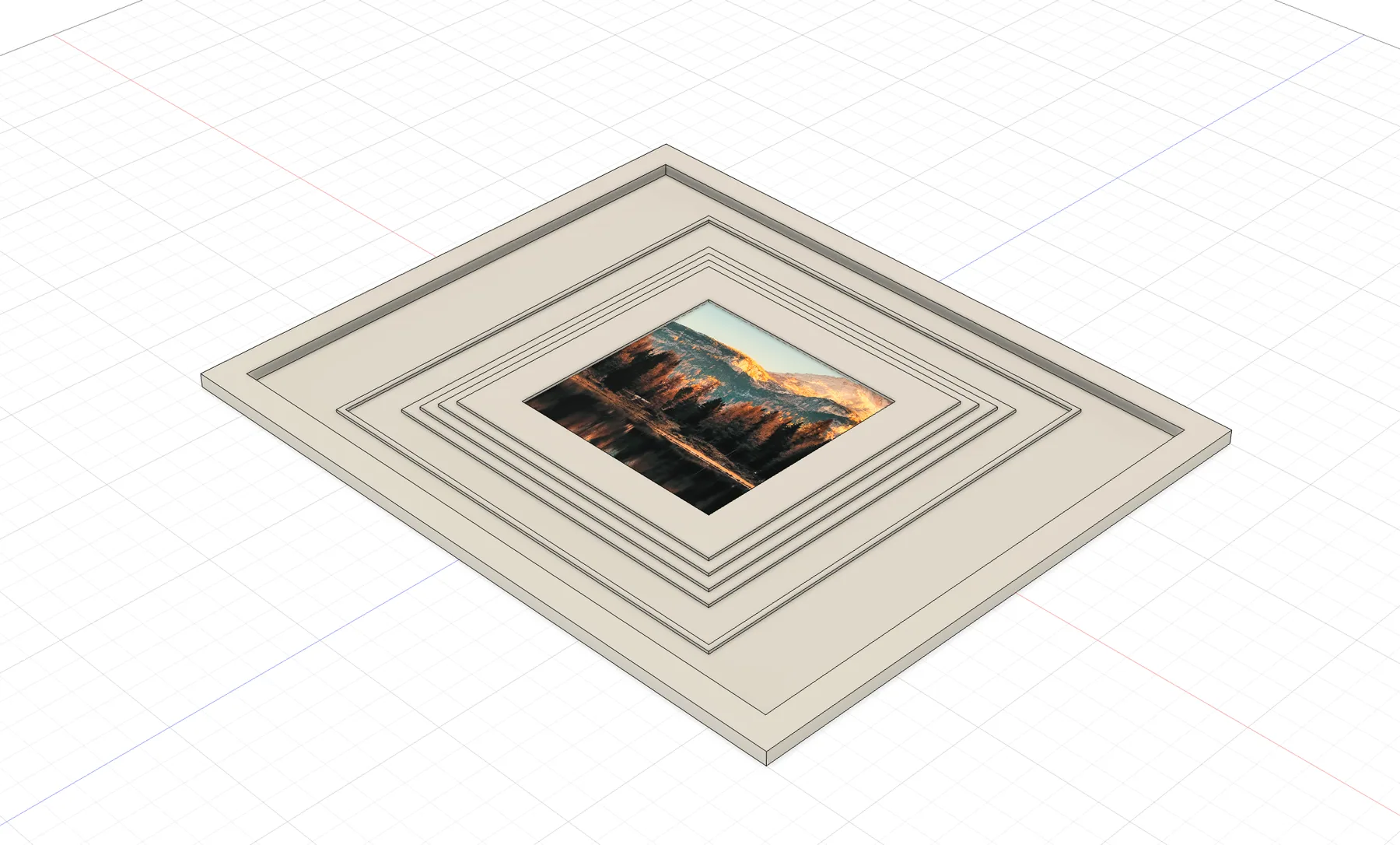 CAD render — multi-step moulding profile